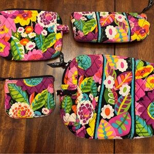 Vera Bradley Va Va Bloom Vibrant Floral Quilted Travel Bag Set
